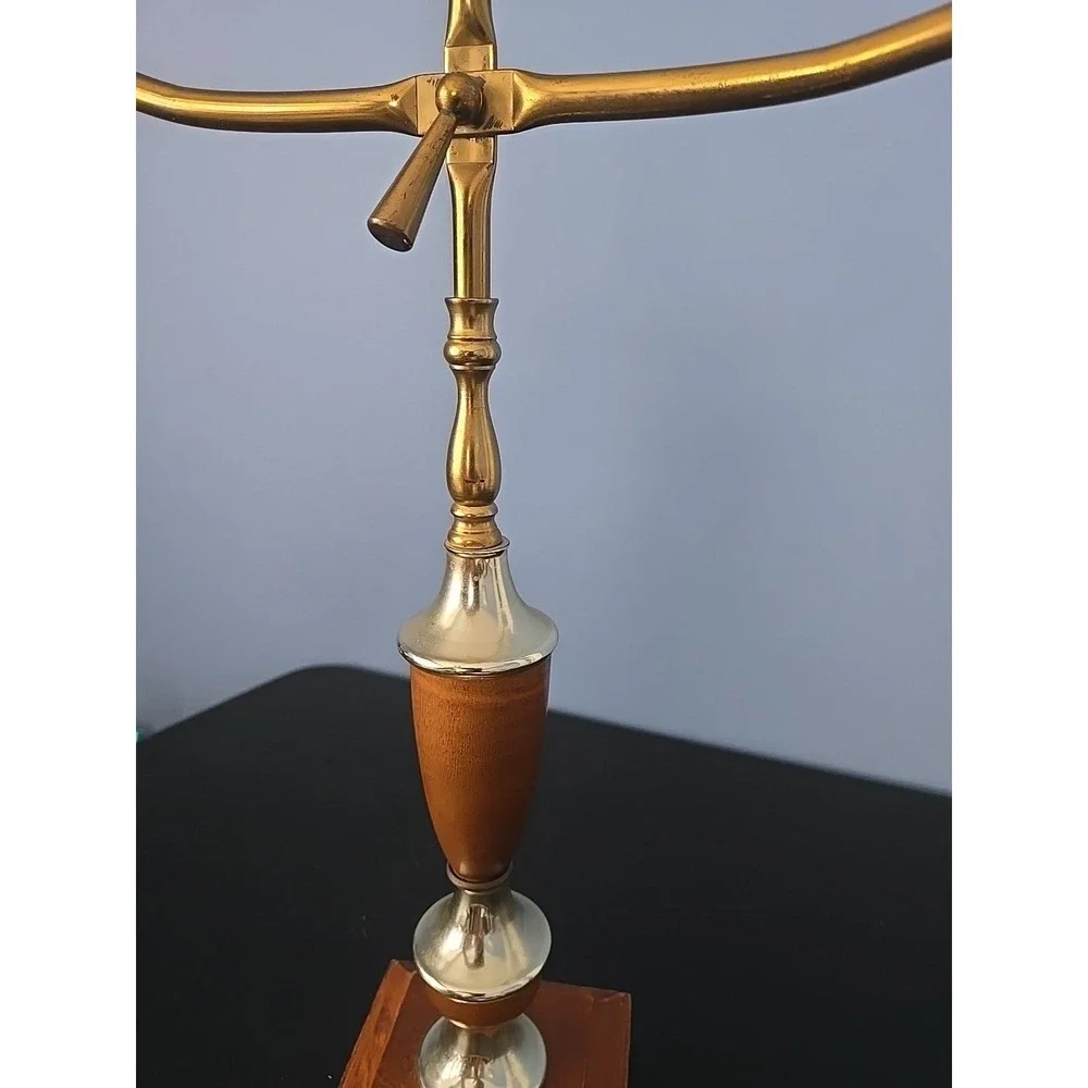 Vtg Scales of Justice Eagle Brass & Wood MCM Antique Brass Tone Balance 18